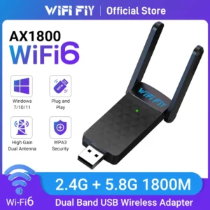 Adaptateur WiFi 6 USB 1800Mbps, 5G/2.4GHz, Dongle Wi-fi USB3.0, carte réseau sans fil 802.11ax, antenne à Gain élevé pour Windows 10 11