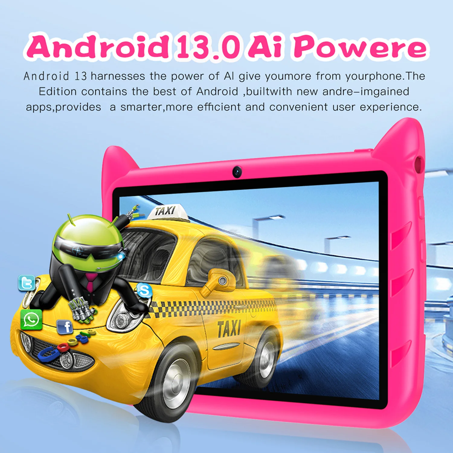 Nouveau 7 pouces modèle de bande dessinée enfants tablettes Quad Core 4GB + 64GB ROM Bluetooth 5G WiFi apprentissage jeux éducatifs tablette cadeau pour enfants – Image 4