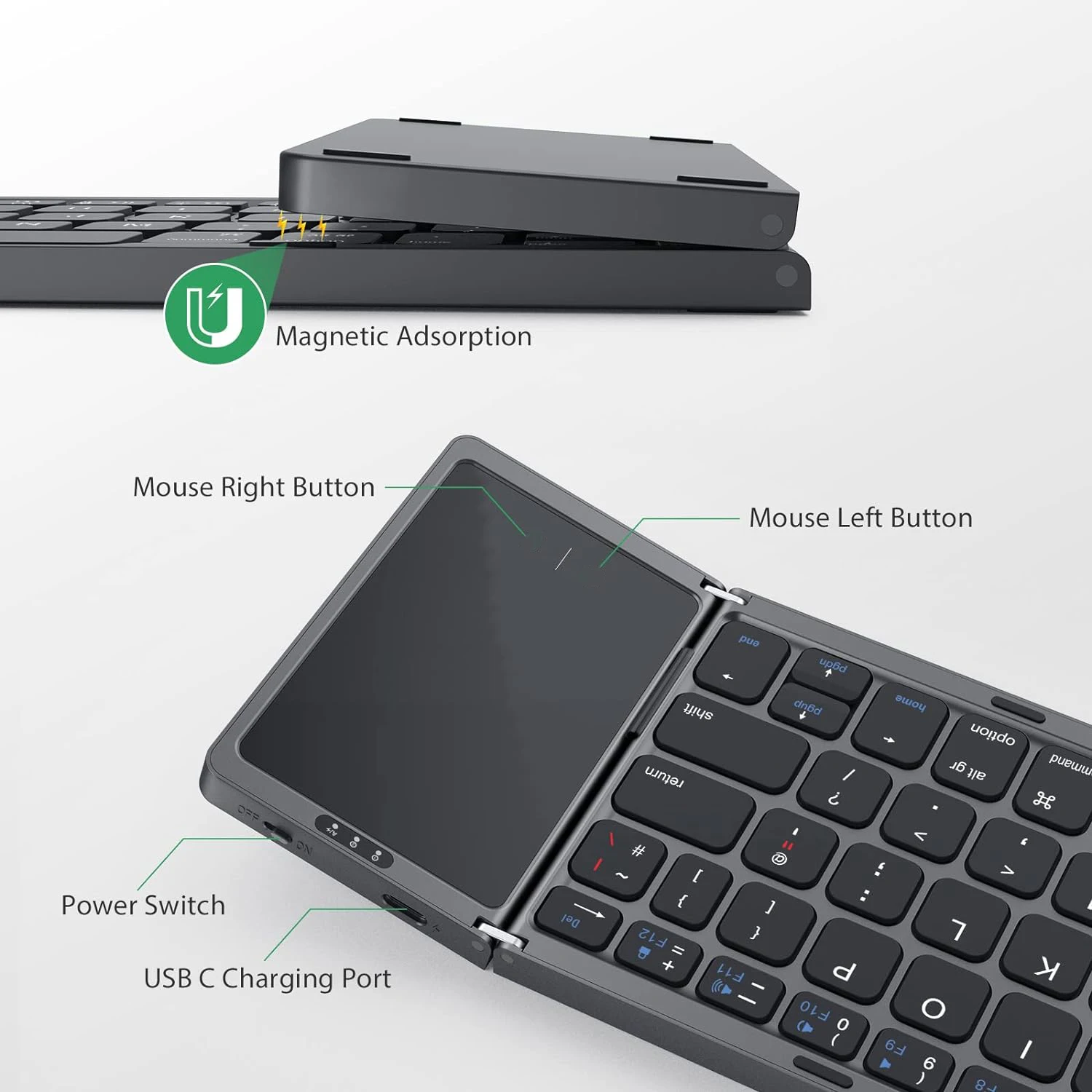 TouchSub-Mini clavier pliable sans fil, Bluetooth, portable, russe, Mac, iOS, Android, Windows, PC, tablette – Image 4