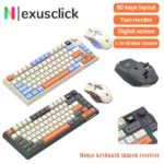Ensemble clavier et souris à 4 combinaisons de couleurs, Combo rechargeable double mode haut de gamme, clavier avec écran et bouton de commande