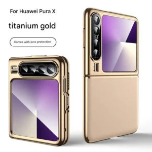 Pour Huawei Pura X étui de luxe en cuir charnière pliante avec Film miroir protection complète antichoc couverture rigide