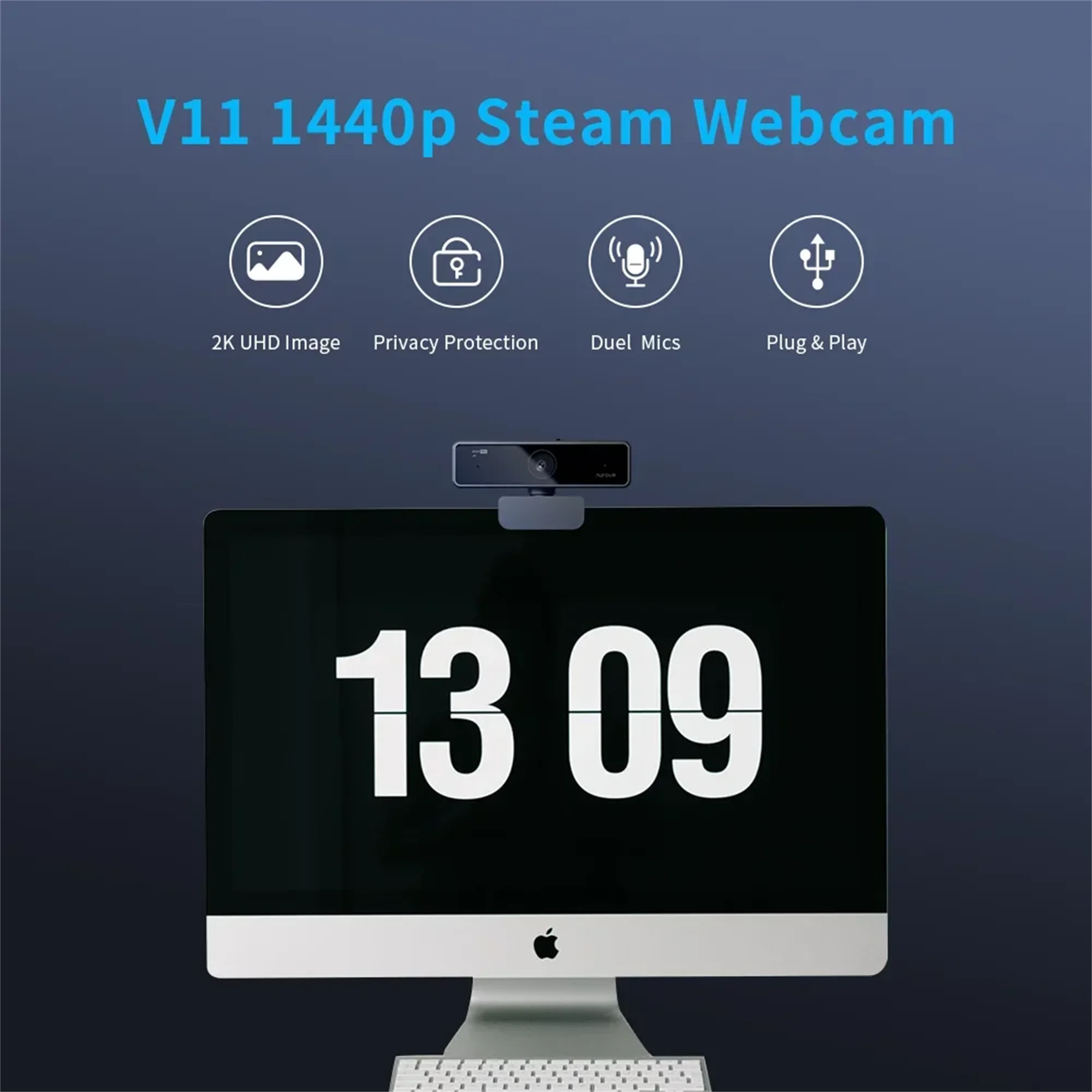 Nuroum-Mini Webcam V11, Haute Qualité, 1080p, 60FPS, Full HD, Plug matchs Play, USB, 2K, pour Ordinateur Portable, avec Microphone – Image 3