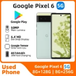 SmartPhone Google Pixel 6 5G, processeur Google Tensor, batterie 4614mAh, appareil photo 50MP, original, d&rsquo;occasion