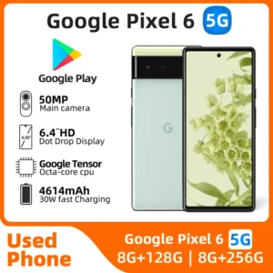 SmartPhone Google Pixel 6 5G, processeur Google Tensor, batterie 4614mAh, appareil photo 50MP, original, d'occasion