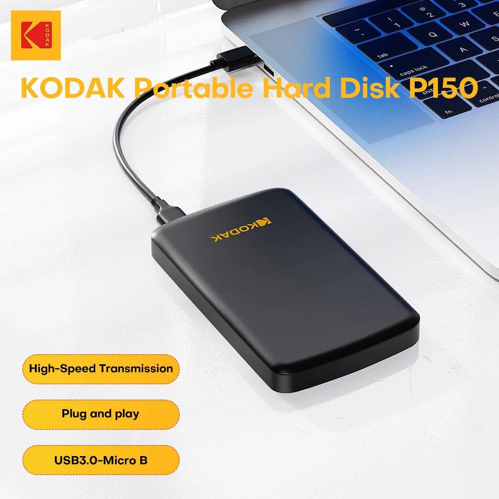 KODAK 2.5  »disque dur externe Portable USB3.0 haute vitesse 5Gbps disque dur P150 500GB 1 to disque de stockage de jeu pour ordinateur Portable de bureau