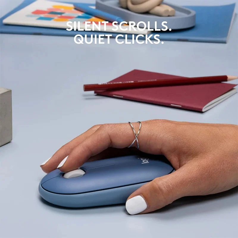 Logitech PEBBLE M350 ordinateur portable tablette souris sans fil Bluetooth souris légère et mince muet bureau 2 en 1 batterie/USB Stock Mini souris – Image 2