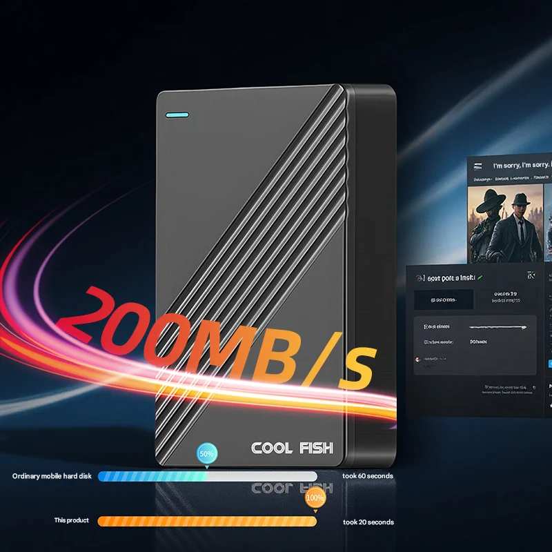 Disque dur externe portable haute vitesse USB3.0 200 Mo/s pour PC/ordinateur portable/téléphone/tablette-Support de stockage de jeu et compatible universel