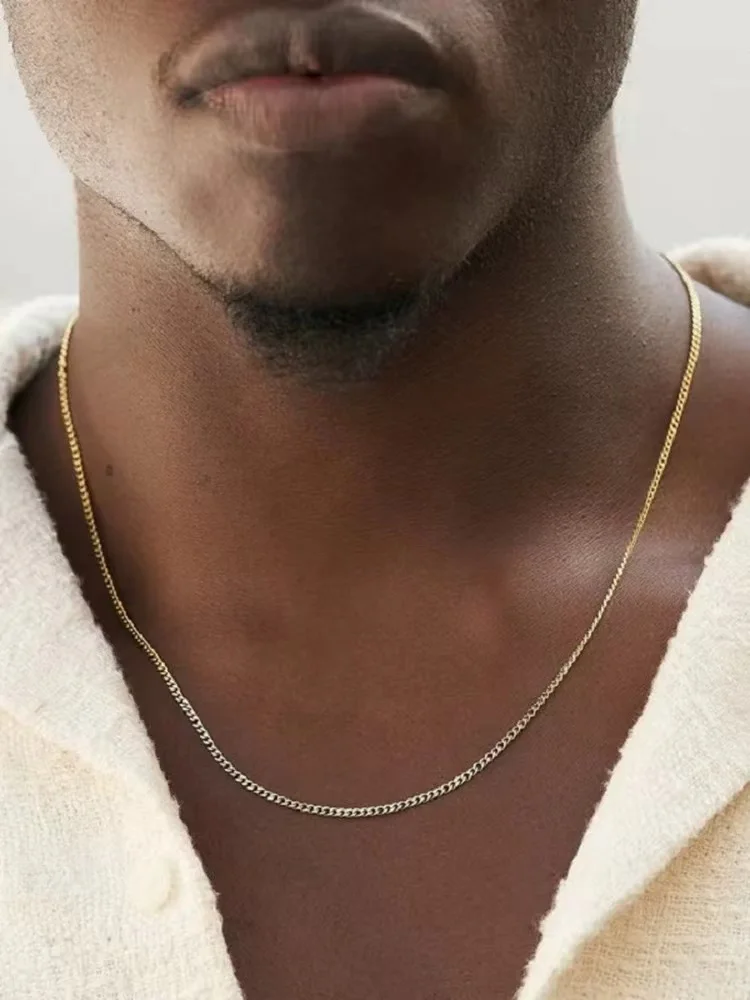 Collier chaîne cubaine pour hommes, 3mm, Simple, en acier inoxydable, à la mode, bijoux en acier titane, accessoires tendance, cadeau – Image 2
