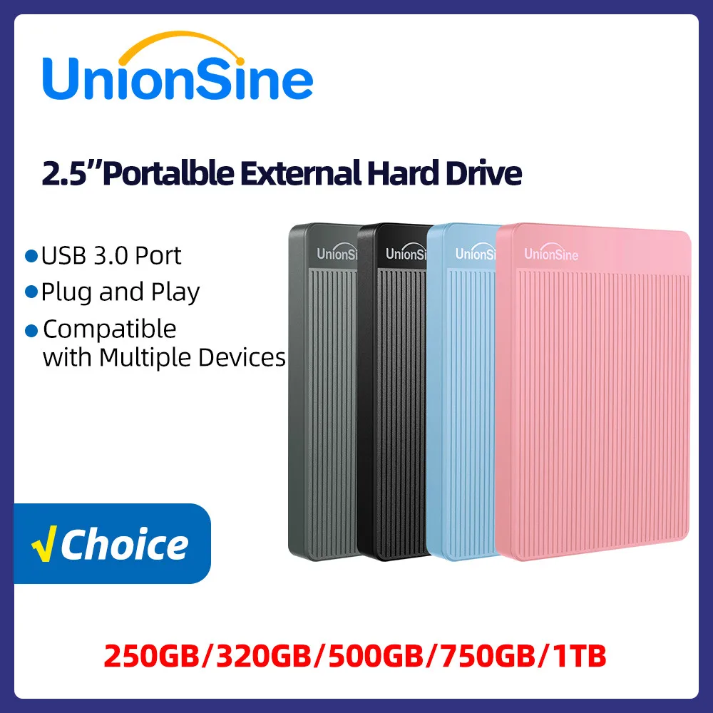 UnionSine 2.5 pouces disque dur externe Portable 1 to/500 go/750 go USB3.0 stockage Compatible pour Mac/ordinateur de bureau/PC/PS4/Xbox/TV