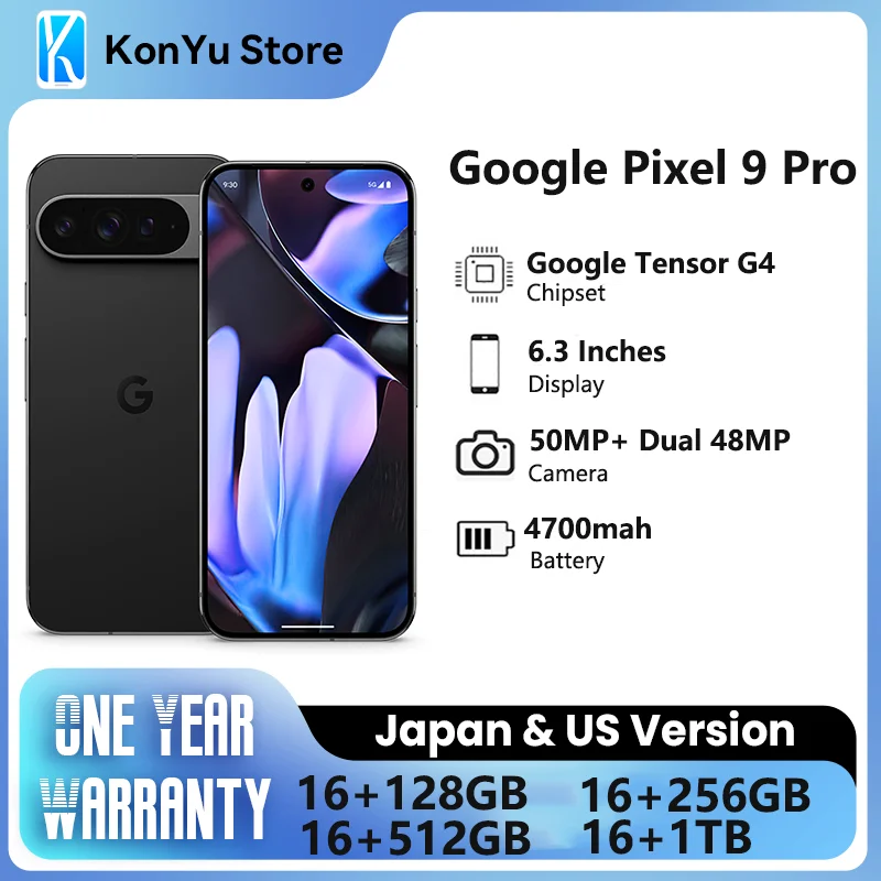 Google-Smartphone Pixel 9 Pro avec écran OLED de 6.3 pouces, 120Hz, 4700 mAh, 27W, filaire, Google Tensor G4, 16 Go de RAM, NDavid, IP68, 50 MP, tout neuf