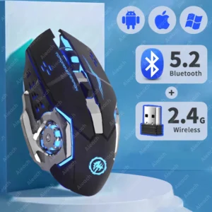 Souris sans fil double Mode, mécanique par galvanoplastie 2.4G/Bluetooth pour MacBook Pro/Surface Pro, rétroéclairage 2000DPI Rechargeable