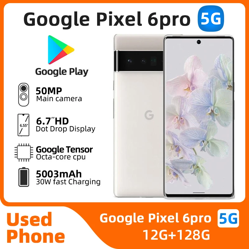 Google-Téléphone portable débloqué Pixel 6 Pro, téléphone portable Android d&rsquo;origine, Octa Core, NDavid, Google Tensor, 6.7 pouces, 12 Go de RAM, 128 Go, 256 Go, 5G