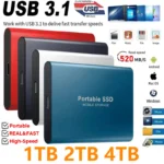 Disque SSD externe Portable 1 to 2 to disque dur de masse d&rsquo;origine 4 to USB3.1 disque SSD haute vitesse pour PC/ordinateurs portables