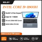 Ordinateur portable de jeu 16 pouces Intel Core I9-11900H 32 go RAM 2 to SSD déverrouiller par empreinte digitale 8 cœurs 16 fils Wifi6 HD caméra DDR4 ordinateur