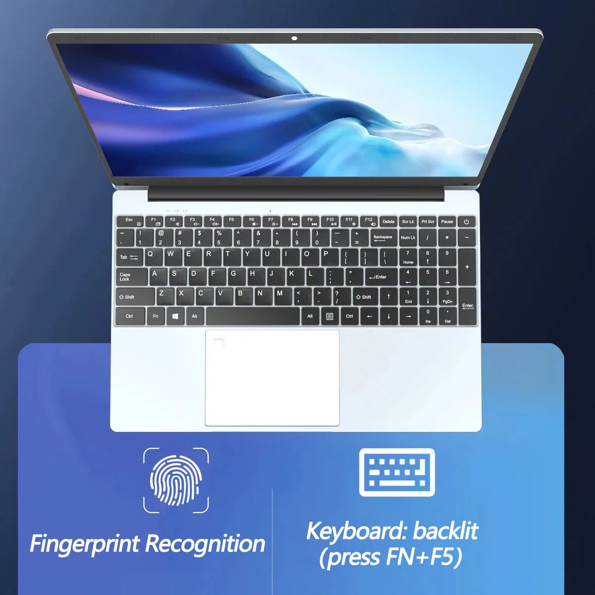 Ordinateur portable Windows 11, Intel N5095, 15.6 pouces, 32 Go de RAM, 2 To SSD, DDR4, déverrouillage par empreintes digitales, clavier rétro4.2, caméra HD, BTéclairé – Image 2