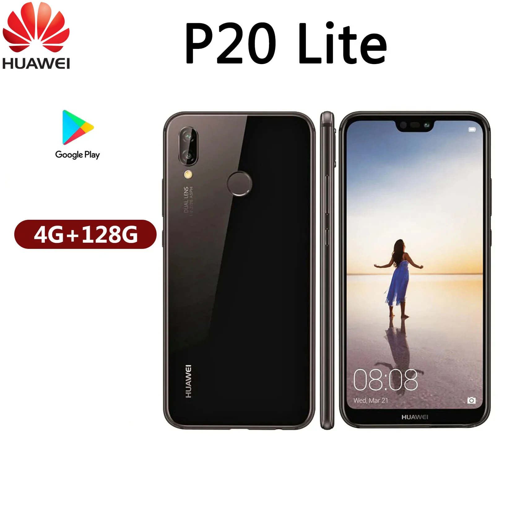 HUAWEI P20 Lite Smartphones Version mondiale Android pour Google Play Store 24MP 5.84 « 4 + 128GB téléphones mobiles 4G réseau téléphones portables