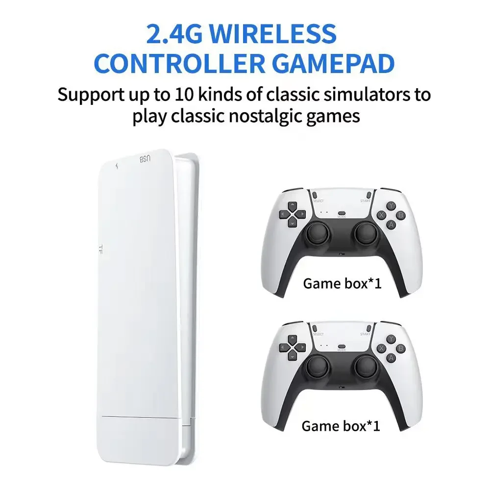 Console de jeu HD 4K P5, contrôleurs sans fil 2.4G, 20 + simulateurs GB2 DDR3 256 mo 128 go 40000 jeux, Console de jeu vidéo rétro – Image 3