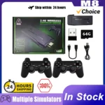 Console de jeu M8 rétro intégrée, 20000 + 64 go, 2.4 ghz, Double contrôleur sans fil, 4K HD, PS1, vidéo GBA, cadeaux pour enfants