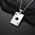 Hip Hop acier inoxydable carte de Poker Ace of Spades collier pour hommes pendentif chaîne cartes à jouer bijoux Ace of Hearts colliers