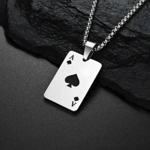 Hip Hop acier inoxydable carte de Poker Ace of Spades collier pour hommes pendentif chaîne cartes à jouer bijoux Ace of Hearts colliers