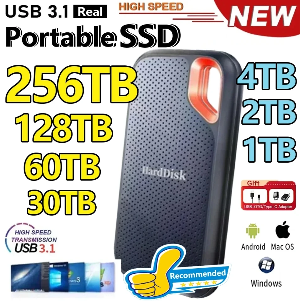Disque dur SSD haute vitesse 1 to 2 to disque dur externe 4 to disque SSD USB 3.1 disque dur de stockage pour ordinateurs/ordinateurs portables/MAC