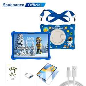 BDF 10 pouces enfants tablette Android 13WIFI Octa Core processeur 4GB RAM 64GB ROM YouTube double caméra double carte SIM avec étui