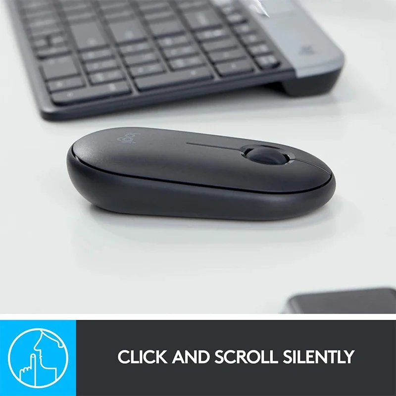 Logitech PEBBLE M350 ordinateur portable tablette souris sans fil Bluetooth souris légère et mince muet bureau 2 en 1 batterie/USB Stock Mini souris – Image 4