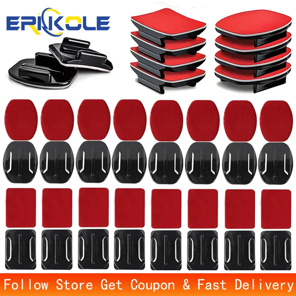 Pour GoPro Action Casque Adhésif Collant Supports Support Flat-Curved-3M pour DJI Osmo Insta360 AKASO SJ Capture D&rsquo;écran Action Caméra Accessoires