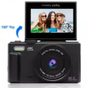 Caméra numérique 4K para fotografia e câmera avec zoom numérique compact de vlogging parfait 3 '' 180 ° Flash Tela dobrável Câmera