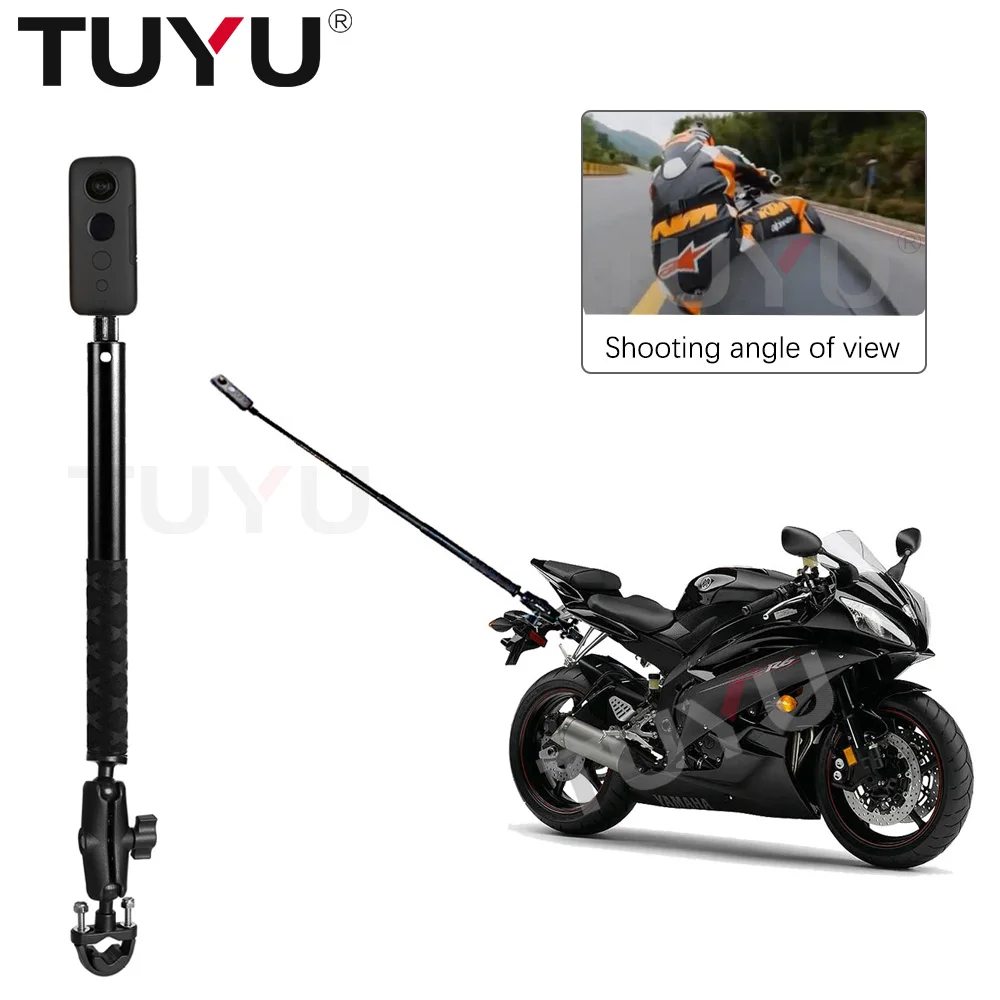 TUYU moto vélo Invisible Selfie bâton monopode guidon support de montage pour GoPro Insta360 X4 X3 One X2 accessoires de caméra