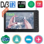 LEADSTAR – Mini télévision numérique Portable de 5 pouces, avec DVB-T2 FM, ATV, lecture USB, batterie intégrée, montre partout, D5
