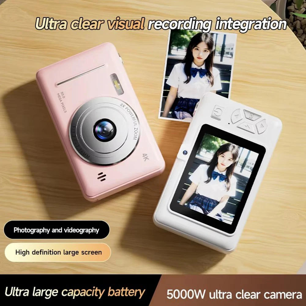 Appareil photo numérique 4K 50MP HD photographie voyage Selfie enfants caméras avec Zoom 8x caméscope Compact étudiant poche petite appareil photo