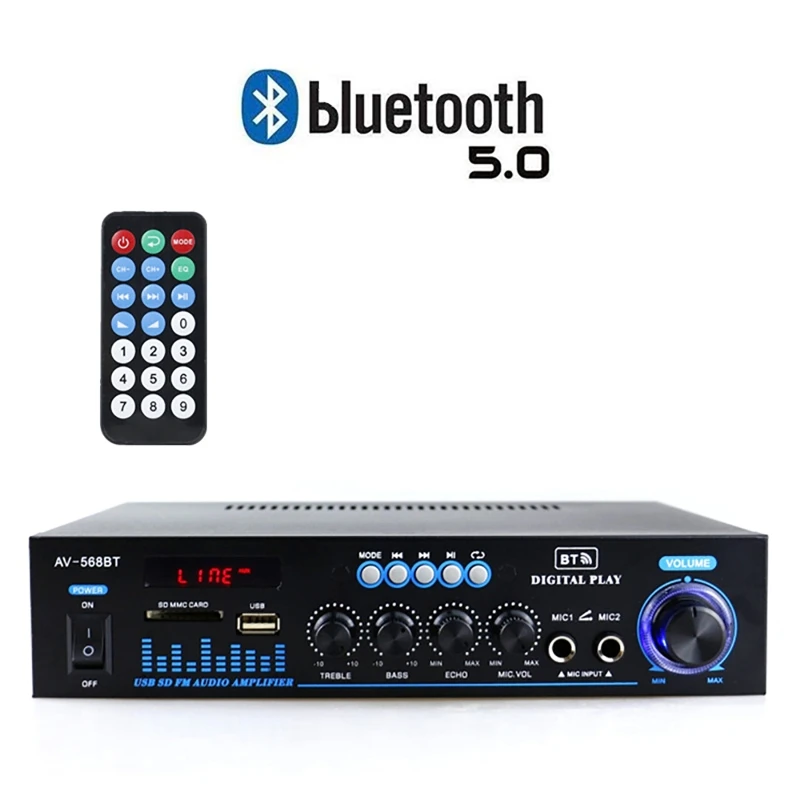 Amplificateurs numériques maison, Mini puissance, carte enfichable, Radio USB, bluetooth 60W + 60W, haut-parleurs Hifi numériques, télécommande