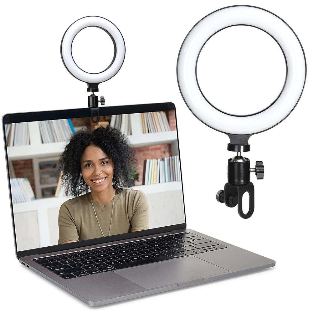 Anneau lumineux LED rond de 6.3 pouces, lampe ronde pour Selfie, Streaming en direct, Clip de bureau USB pour Youtube, Macbook, PC, ordinateur portable, flux Tiktok