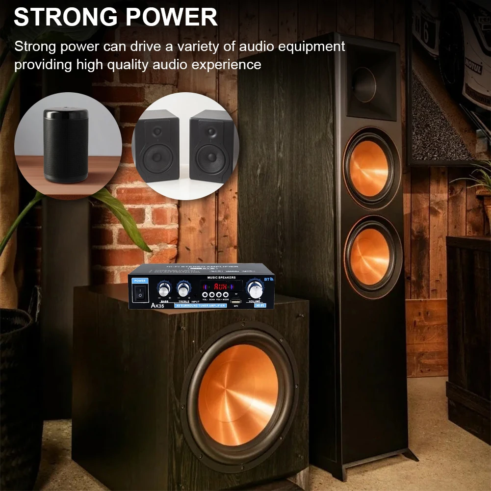 Amplificateur Audio numérique Bluetooth prise ue AK35 amplificateurs stéréo HiFi 110 V-240 V USB carte SD dispositif d'ampli Radio avec télécommande – Image 2
