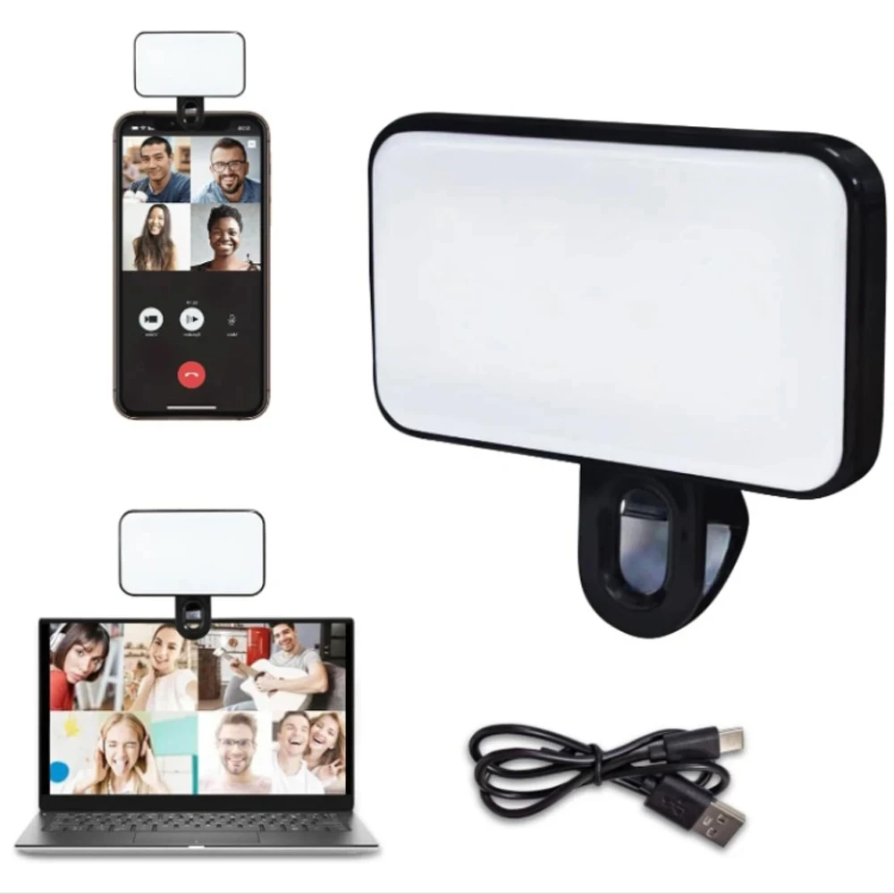 Mini lumière de remplissage Portable pour Selfie, Rechargeable, 3 Modes de luminosité réglable, Clip pour téléphone, ordinateur Portable, tablette, réunion, maquillage