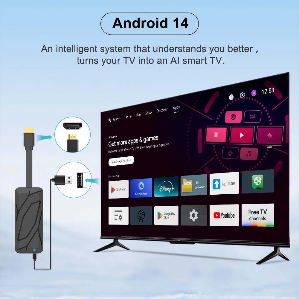 Décodeur de télévision intelligente S180 Android 14.0 S905X5M Quad Core ARM Cortex-A55 2 go LPDDR4 32 go EMMC WiFi6 BT5.4 lecteur multimédia 4K – Image 2