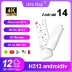 Mini Clé TV H96 MAX H313, Android 14, Façade Core, Wifi6, BTpig, 4K @ 60fps, Lanceur RL, Assistant Vocal Google, Lecteur MultiXXL, AI TV