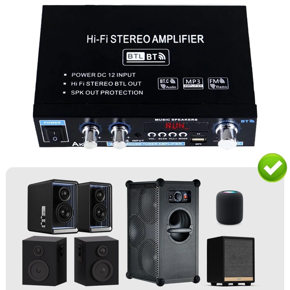 Amplificateur Audio numérique Bluetooth prise ue AK35 amplificateurs stéréo HiFi 110 V-240 V USB carte SD dispositif d'ampli Radio avec télécommande – Image 5