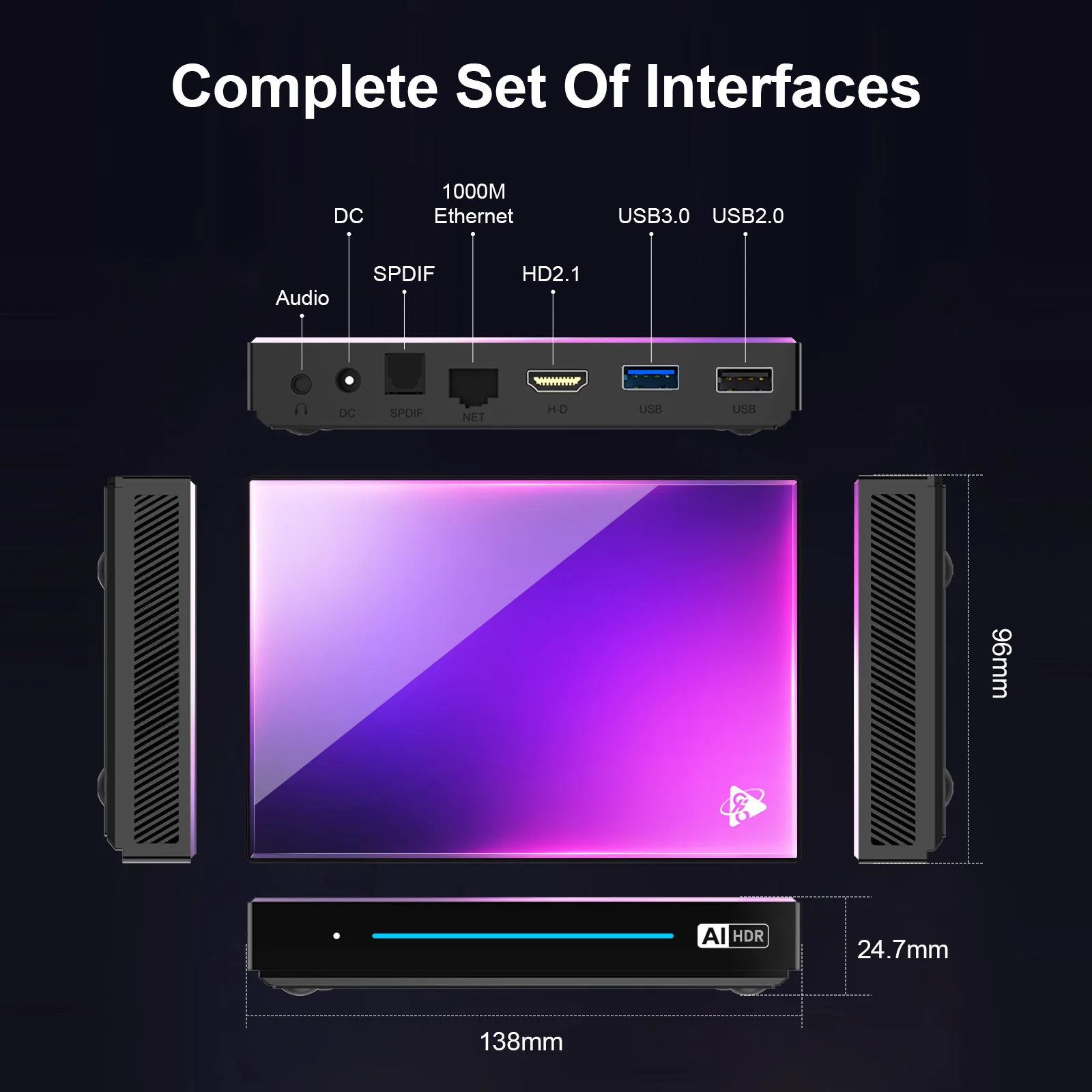 Nouveau boîtier de télévision intelligent H96 MAX M9 AI Android 14 BT5.4 Wifi6 RK3576 1000M lecteur multimédia LAN décodeur 4GB 32GB 8GB 128GB – Image 6