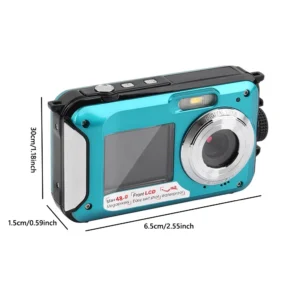 Caméra étanche 48MP 1080P 4K/30FPS, double écran IPS, Anti-secouement, détection faciale, mise au point automatique pour les vacances et la plongée en apnée