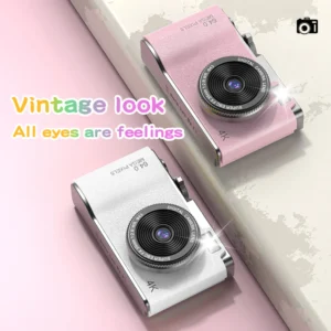 Appareil photo numérique 64MP HD 1080P pour étudiants débutants, écran 2.4 pouces avec 16xzoom, double caméra avant et arrière, cadeau pour enfant et adulte