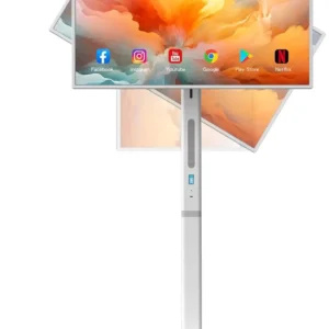 Écran Tactile Portable de 32 Pouces 1080P, Moniteur sur Roues, Android OS 13, Batterie spatirée, Poignées Amovibles, Caméra, HDMI