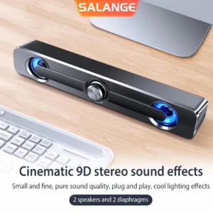 Salange barre de son Bluetooth USB haut-parleurs filaires barre de bureau caisson de basses basse haut-parleur stéréo pour projecteur PC ordinateur portable téléphone ordinateur