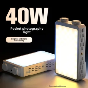 Lampe vidéo LED Portable 40W, mini petite lumière de remplissage portable avec batterie rechargeable intégrée, qui peut charger le téléphone portable PD
