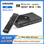 KINHANK K9 Android TV Box 8K ISO BDMV Amlogic S928X-K 4GB 64GB Dolby Vision Atmos HDR10 + décodeur Wifi6 avec lecteur de montage