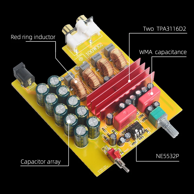 Amplificateur de puissance numérique audio BA100 HIFI classe D, deux TPA3116, IC haute puissance 100W NE5532 – Image 3