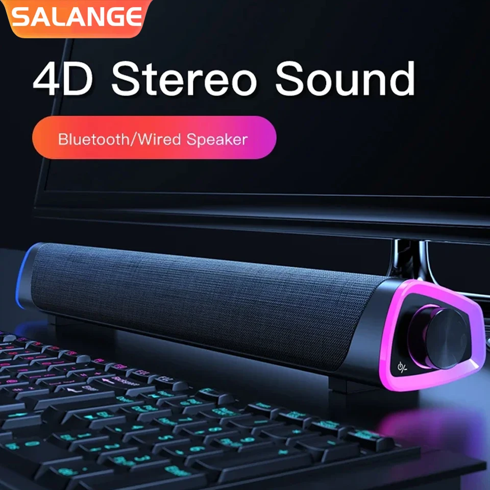 Haut-parleur d&rsquo;ordinateur 4D, Bluetooth 5.0, barre de son USB, caisson de basses stéréo, filaire, pour Macbook, ordinateur portable, ordinateur portable, lecteur de musique