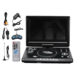Lecteur DVD portable pour la maison et la voiture, VCD, lecteur CD de jeu TV, adaptateur radio USB, prise de prise UE réceptionnée-prise FM, 9.8 pouces