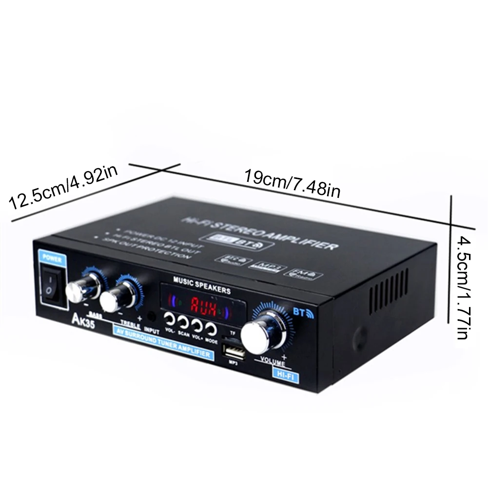 Amplificateur Audio numérique Bluetooth prise ue AK35 amplificateurs stéréo HiFi 110 V-240 V USB carte SD dispositif d'ampli Radio avec télécommande – Image 6